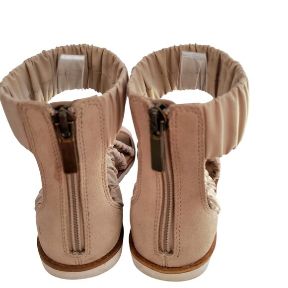 Sorel Ella II Ankle Strap Ruched Elastic Sandals Leather Flats Beige Size 6.5 - Picture 7 of 11